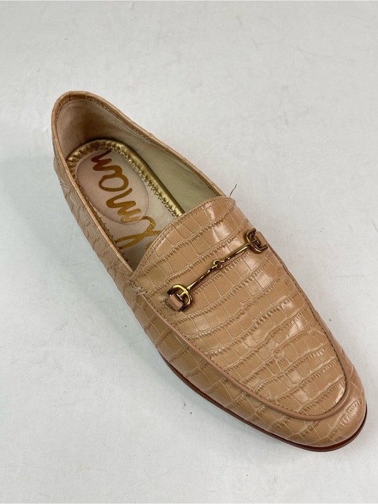 Sam Edelman Shoes - Sam Edelman Croc Embossed Gold Bit Hardware Beige Leather Slip-On Loafer 8.5M